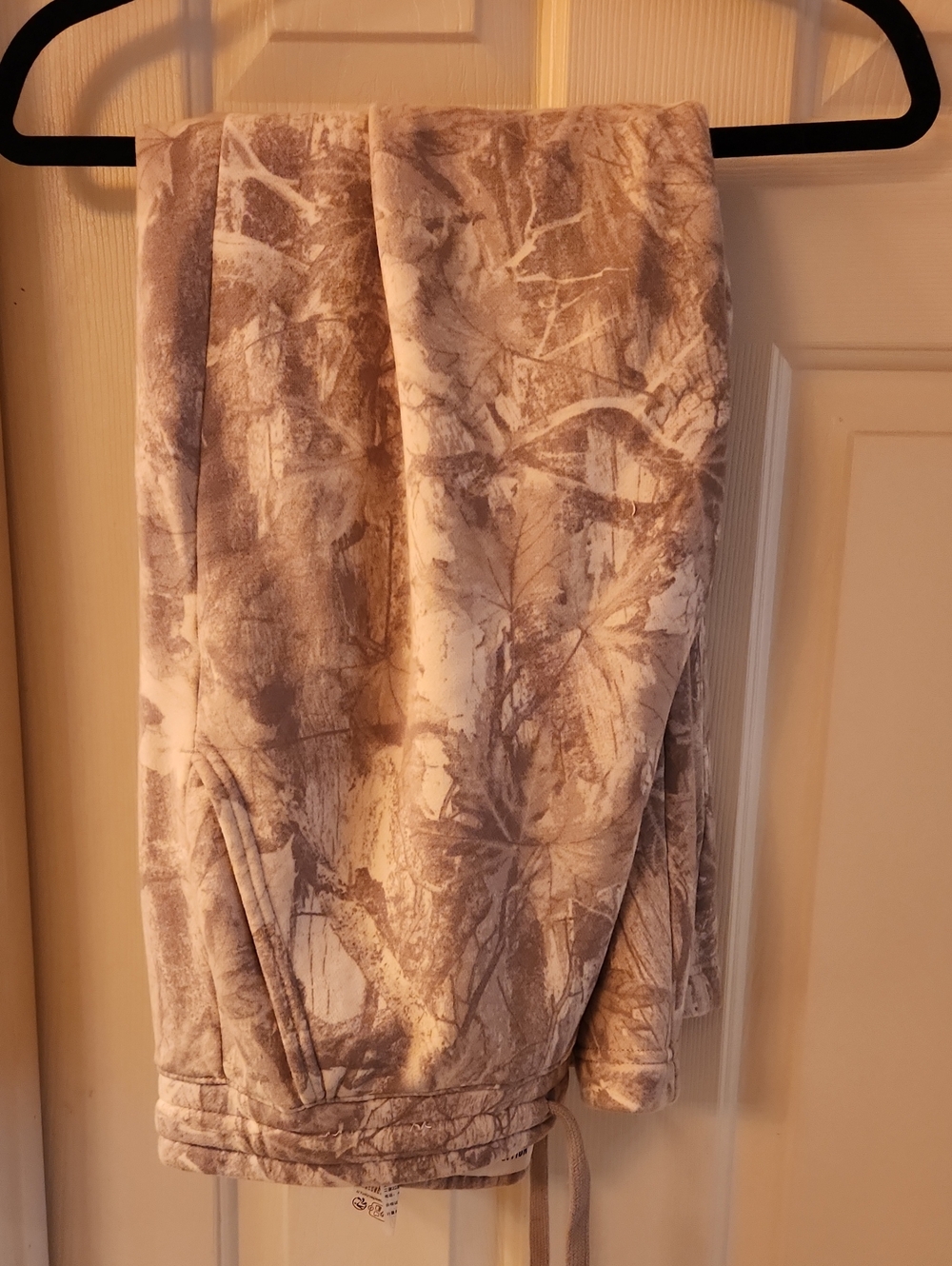 Hollister Womens Taupe & Cream Camo Fleece Joggers Sweat Pants Pockets & Drawstr